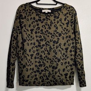 Loft L print top! Olive and black, so comfortable!